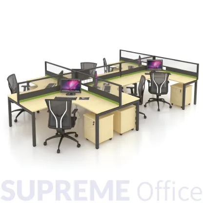 6 Seater Office Workstation with Standing Partition
