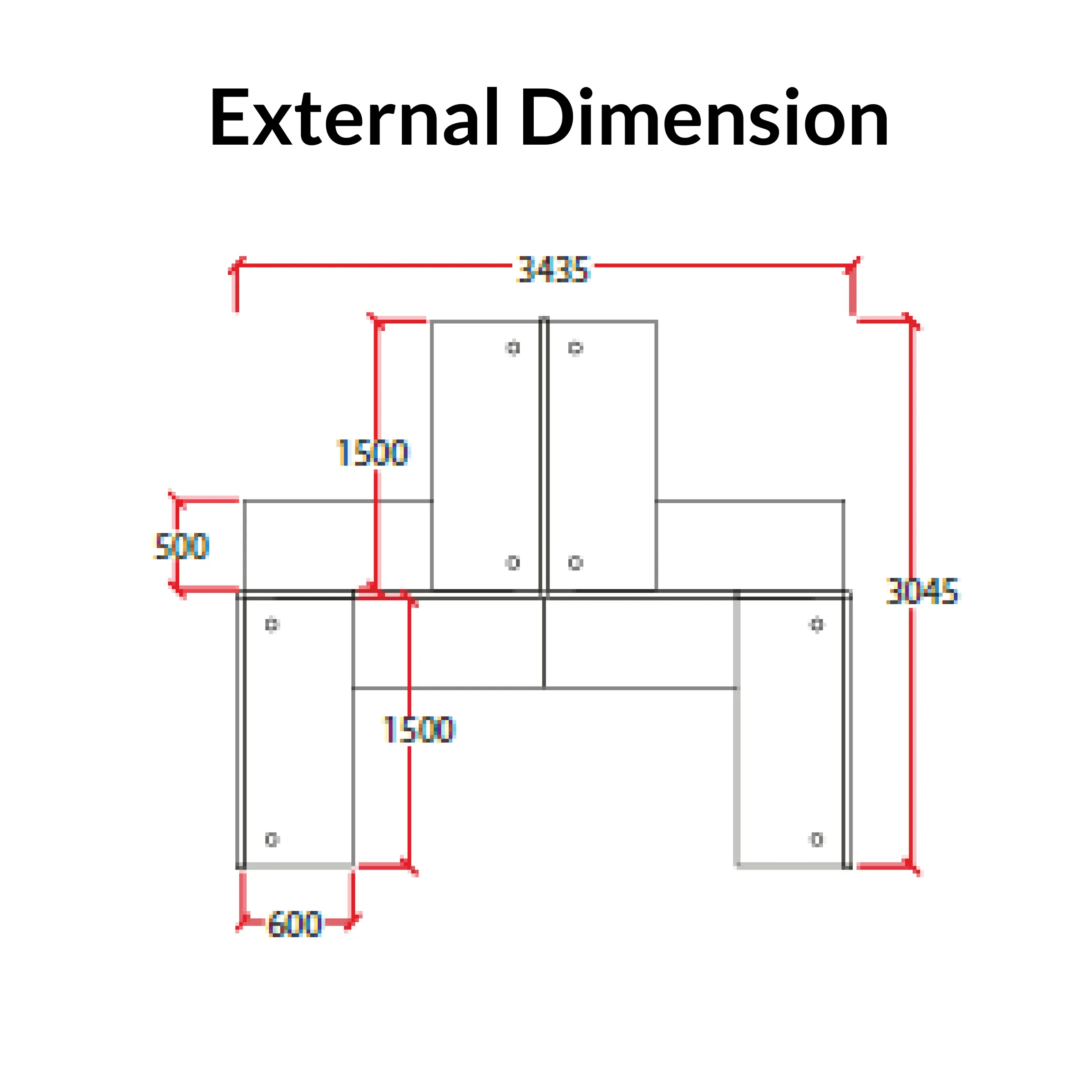 4 Seater Workstation + Standing Partition -with side cabinet