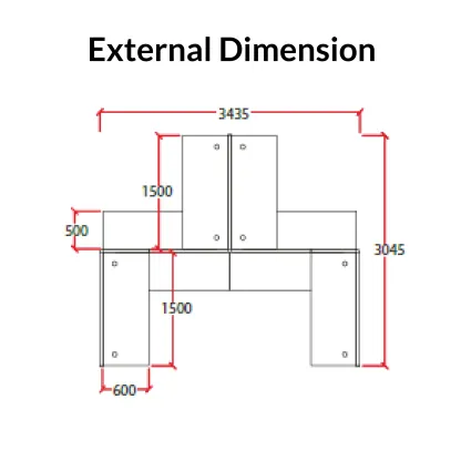 4 Seater Workstation + Standing Partition -with side cabinet