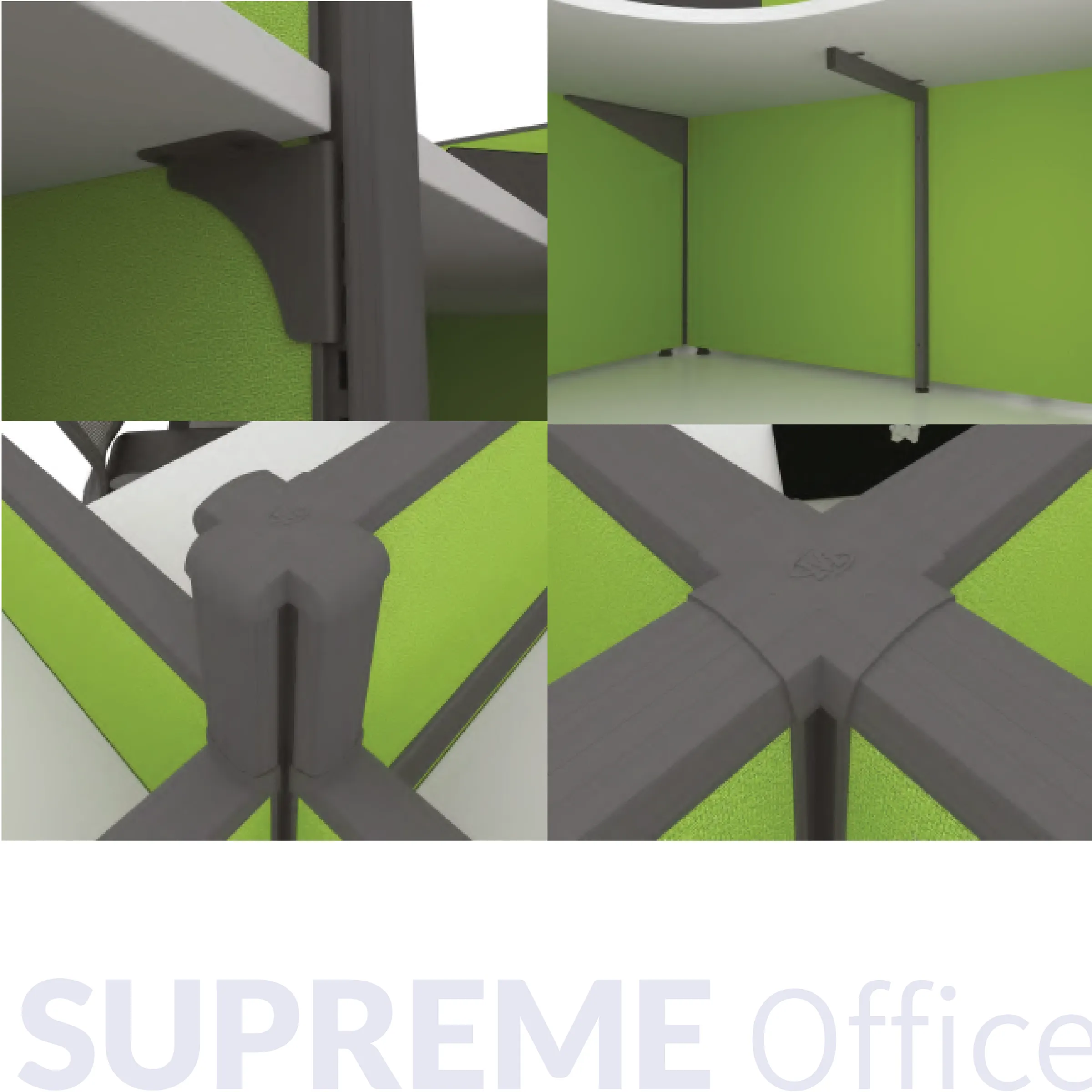 8 Seater Workstation - Combination of L-shape and Rectangular Table - Standing Partition