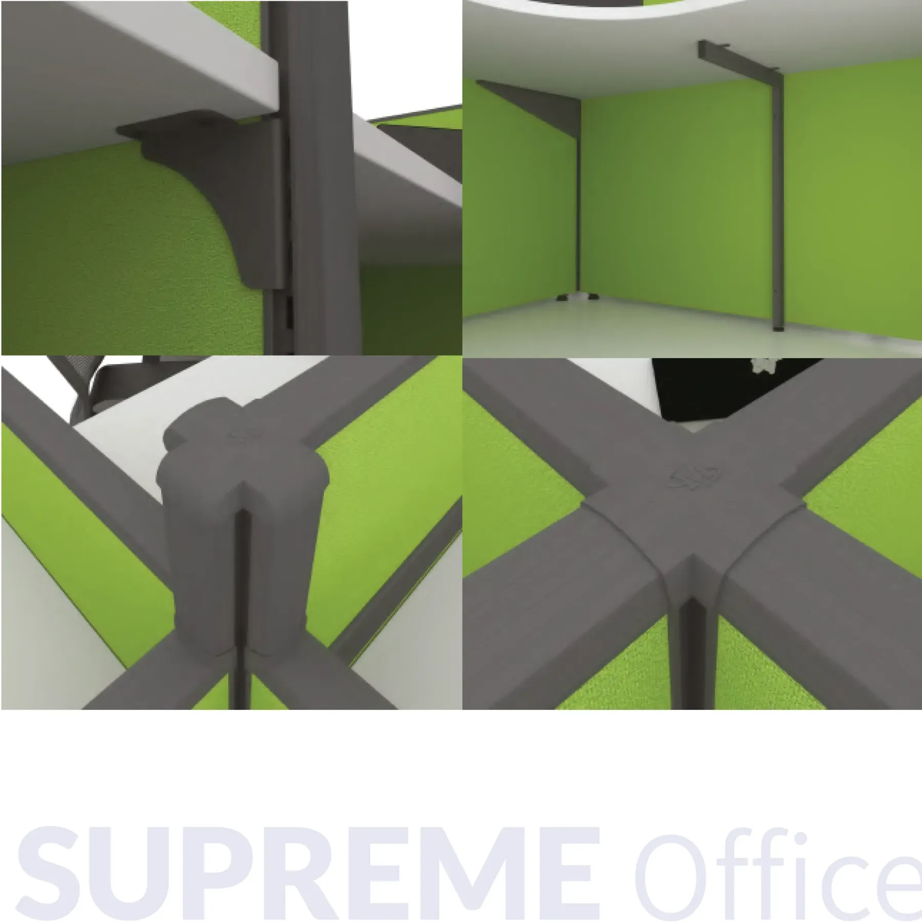 8 Seater Workstation - Combination of L-shape and Rectangular Table - Standing Partition