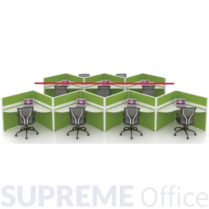 7 Seater Office Workstation - Zig Zag Concept - Standing Partition