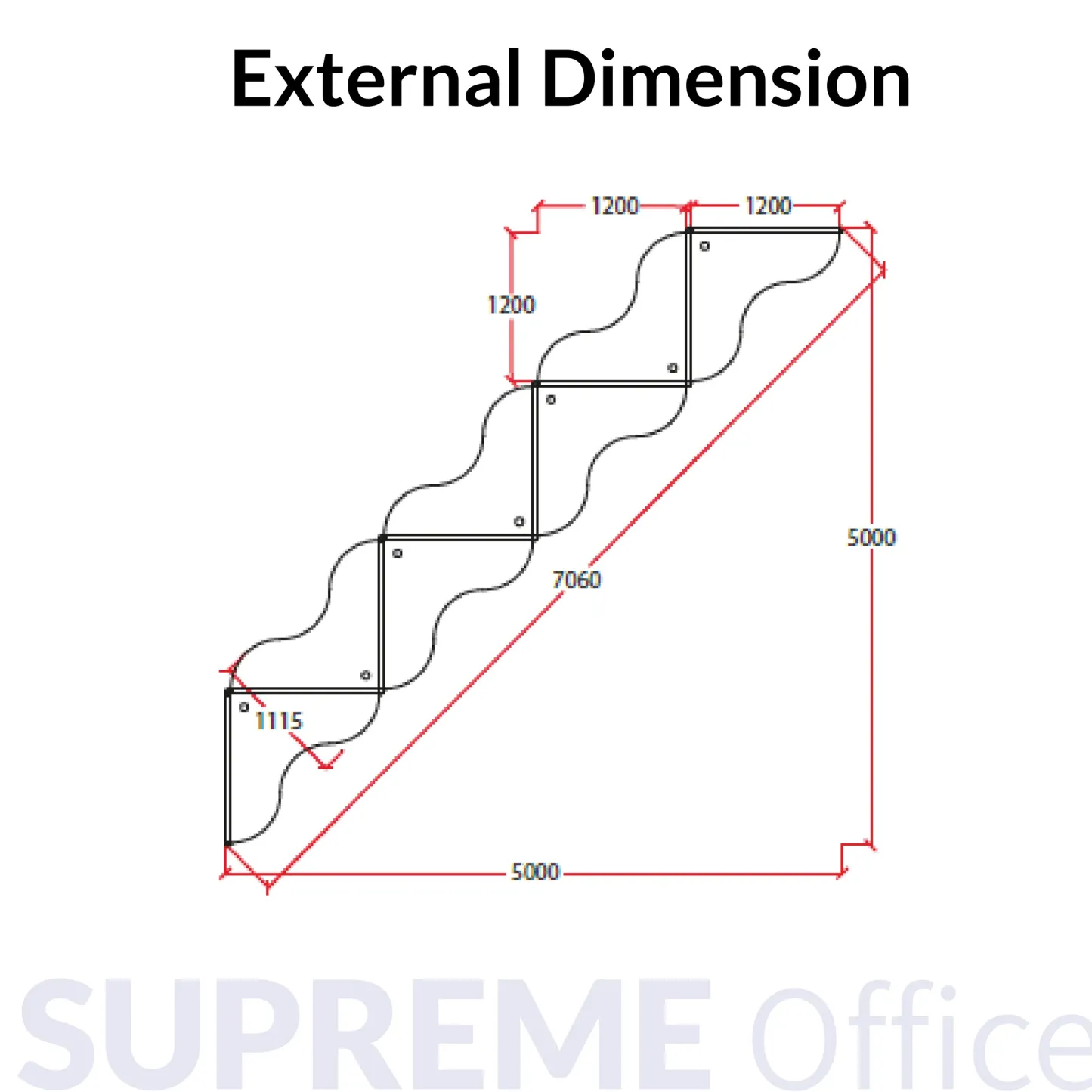 7 Seater Office Workstation - Zig Zag Concept - Standing Partition