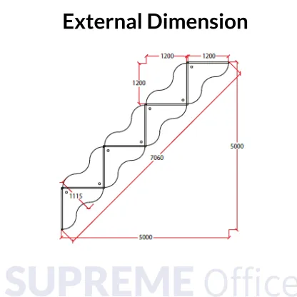 7 Seater Office Workstation - Zig Zag Concept - Standing Partition
