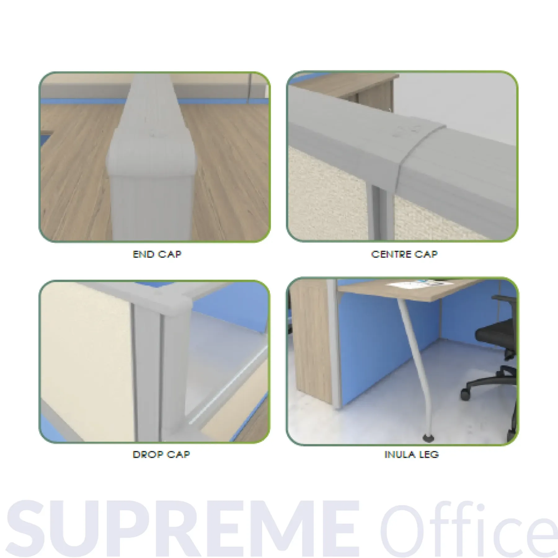 2 Seater Workstation + Side Table + Back Low Cabinet Combo - Standing Partition (60mm)