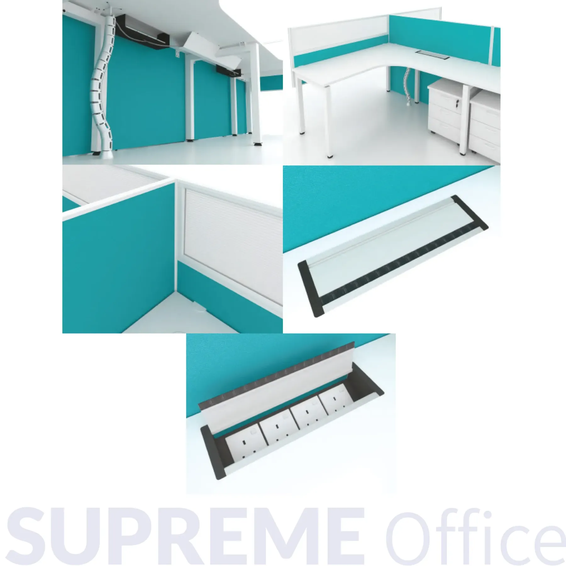 4 Seater L-Shape Workstation - Hanging Partition