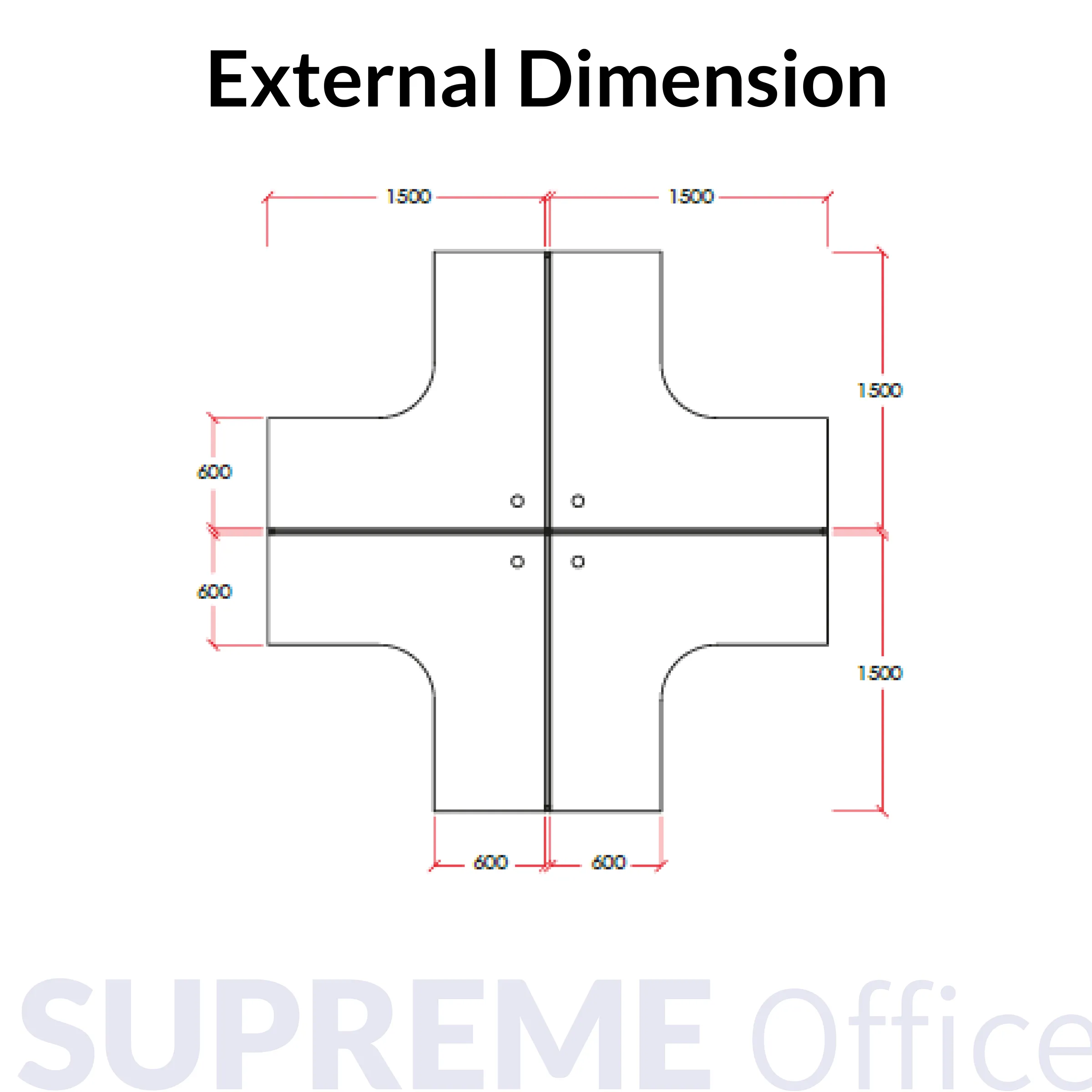 4 Seater Workstation - L-shape + Mobile Pedestal + Hanging Partition