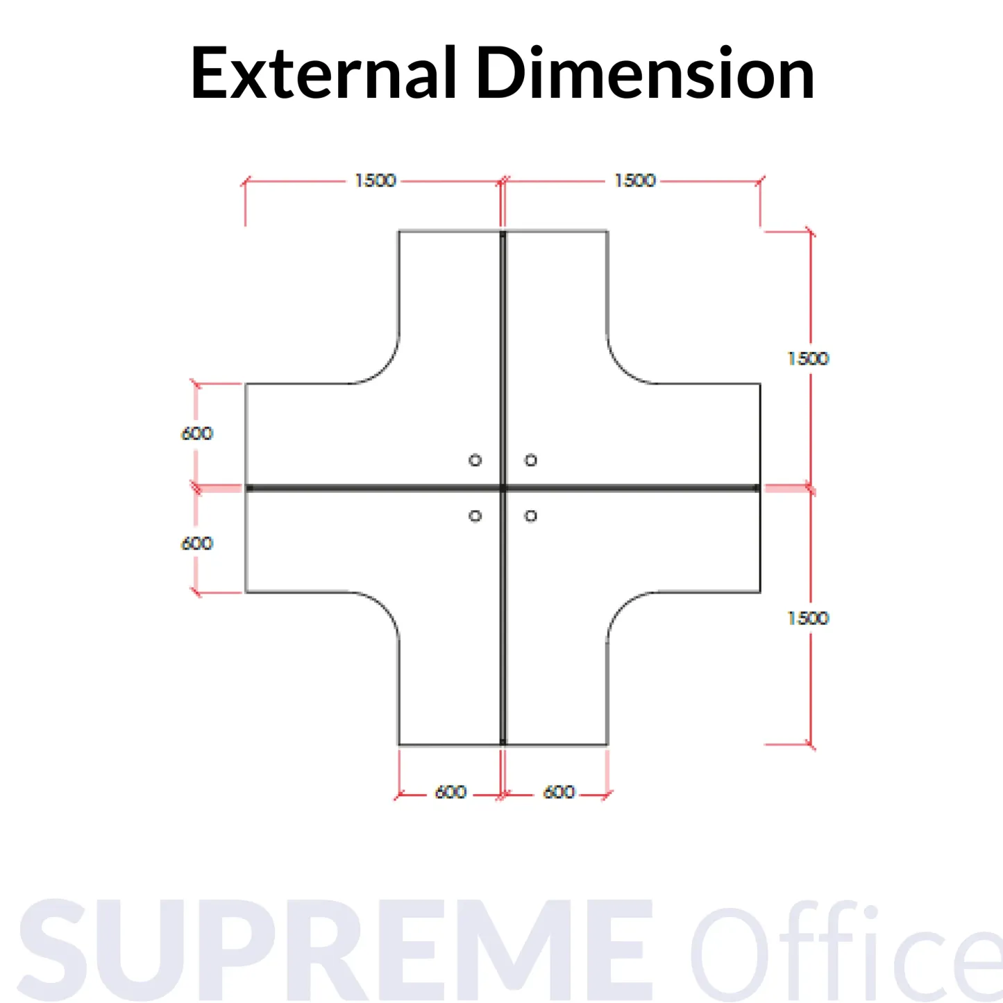 4 Seater Workstation - L-shape + Mobile Pedestal + Hanging Partition