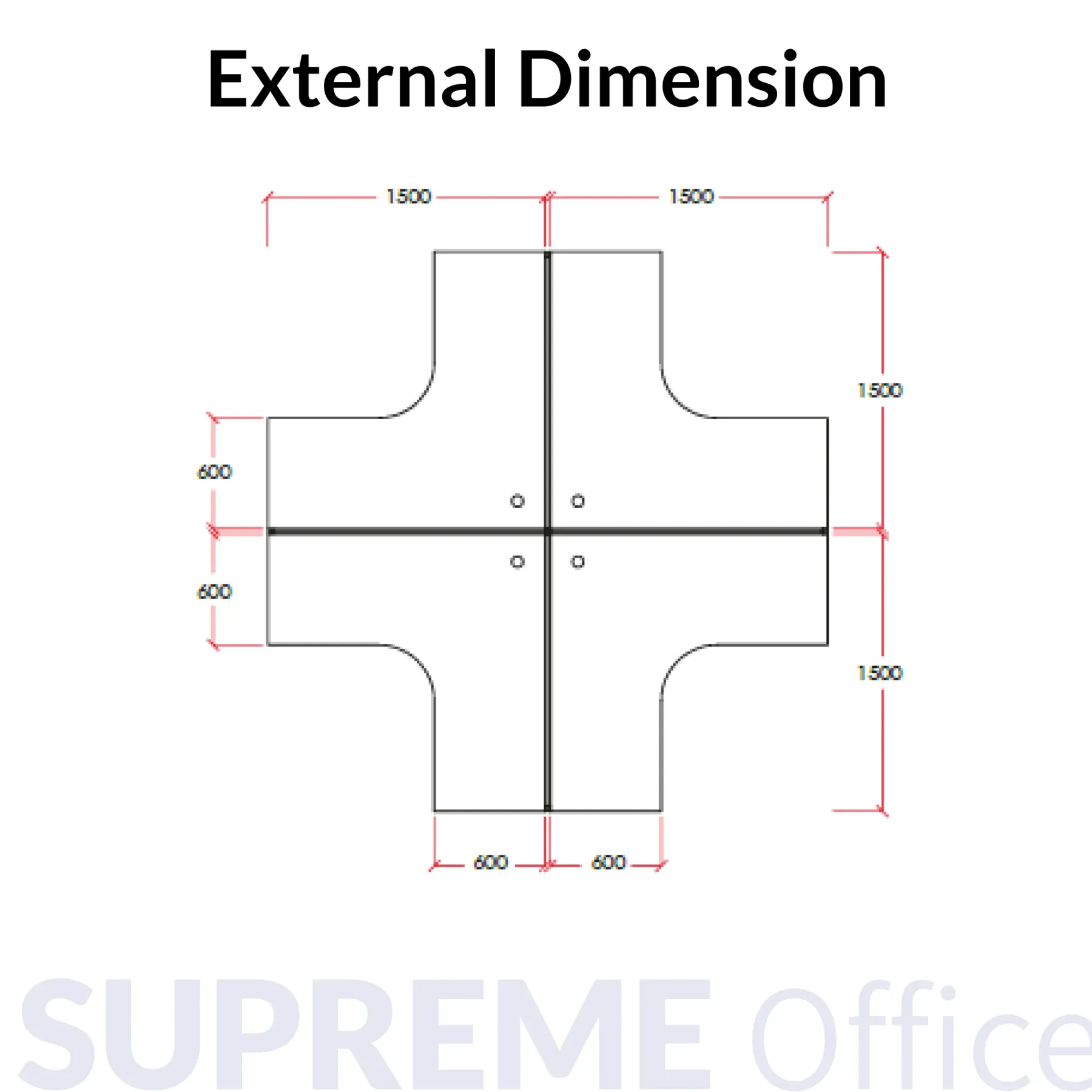 4 Seater Workstation - L-shape + Mobile Pedestal + Hanging Partition