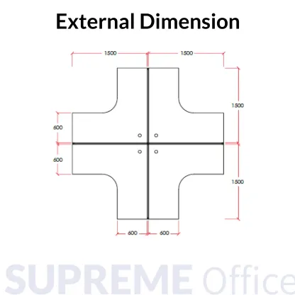 4 Seater Workstation - L-shape + Mobile Pedestal + Hanging Partition