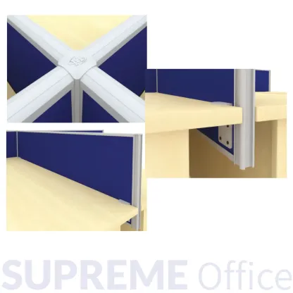 4 Seater Workstation - L-shape + Mobile Pedestal + Hanging Partition