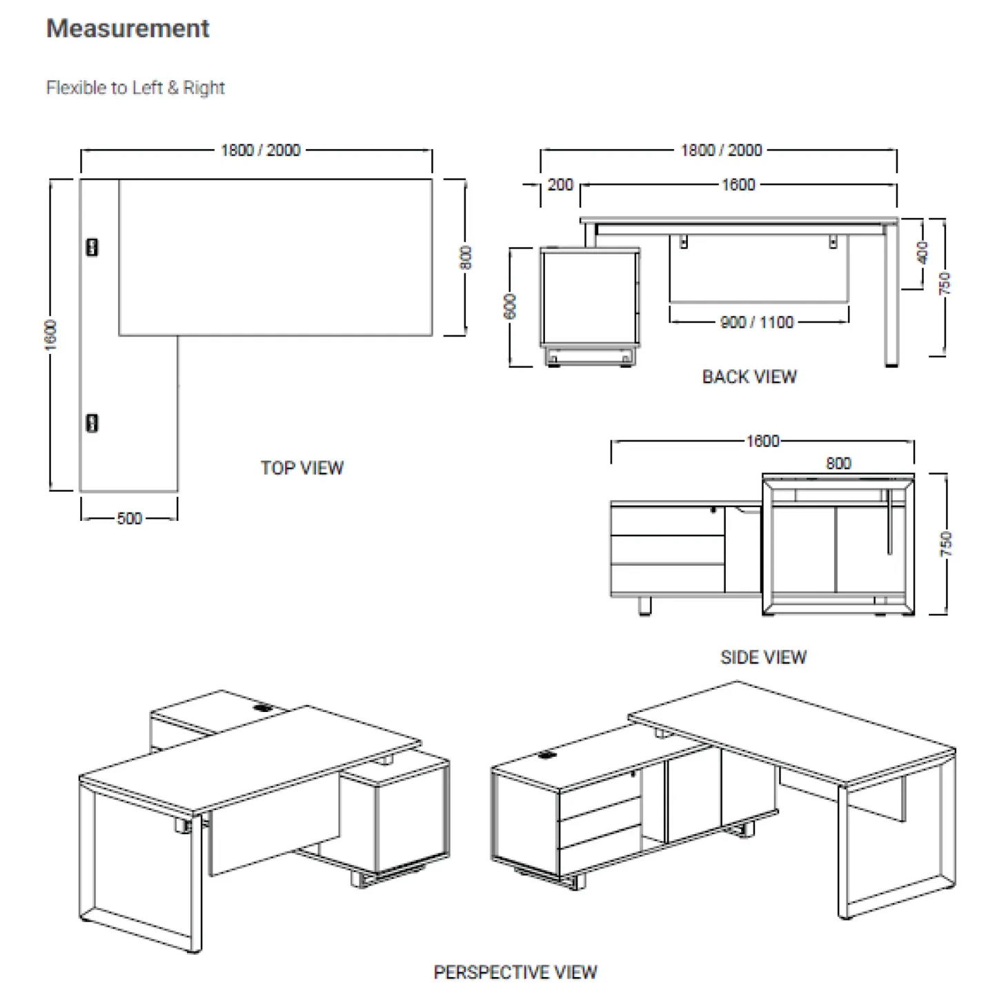 VICA Executive Desk - O Leg