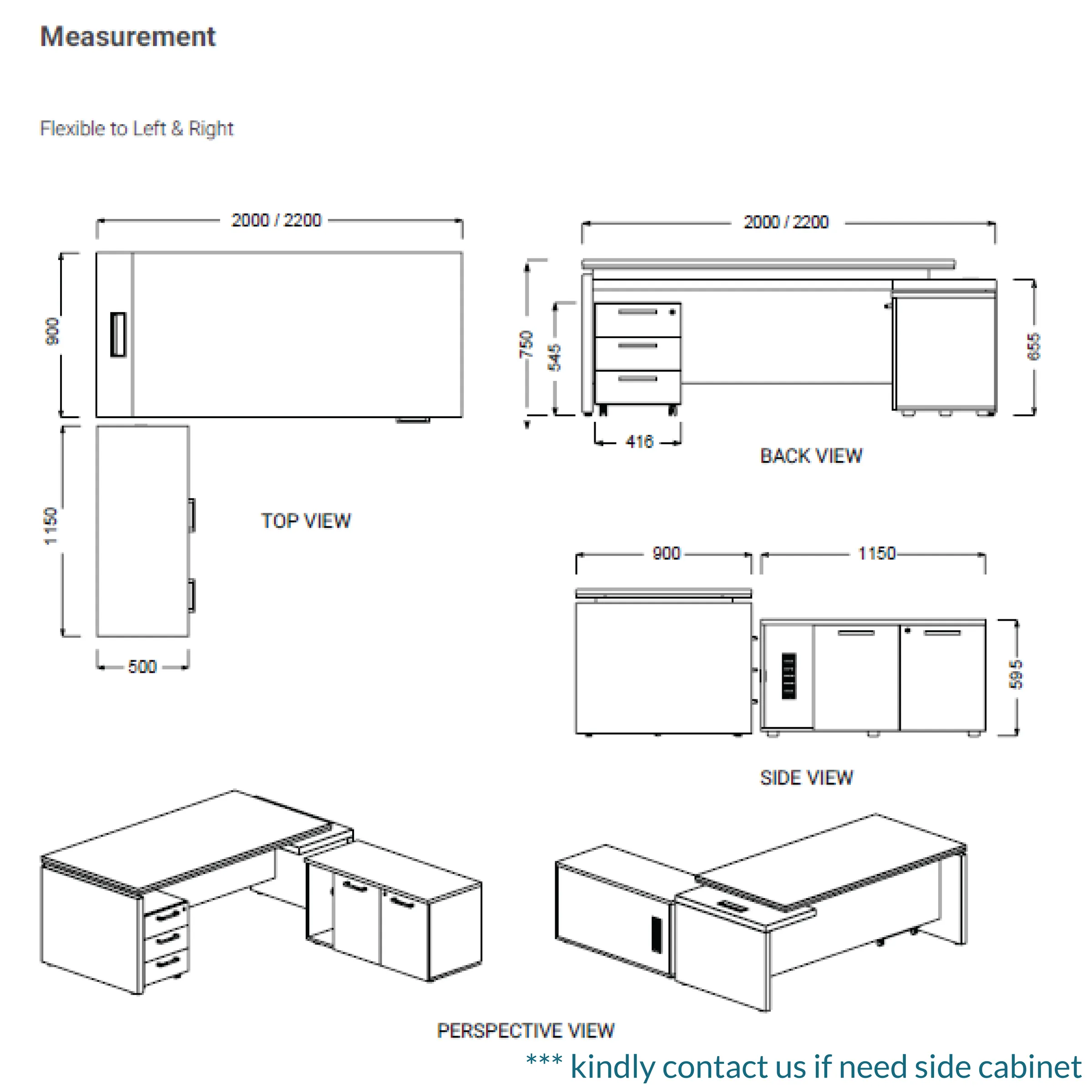Director Work Desk with Aluminum Profile Lining