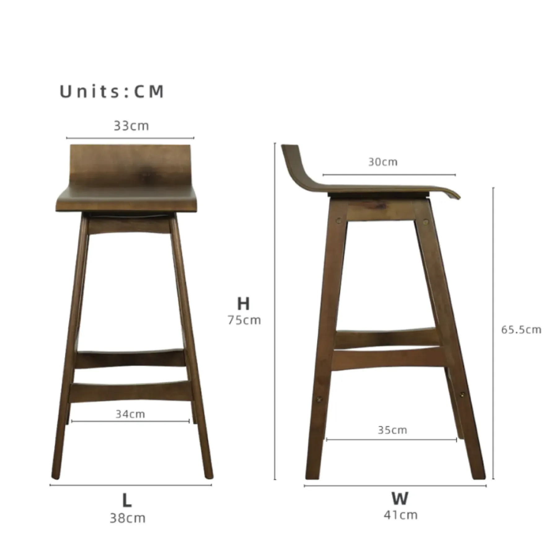 Bar Stool with Solid Wooden Legs