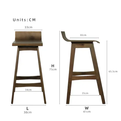Bar Stool with Solid Wooden Legs