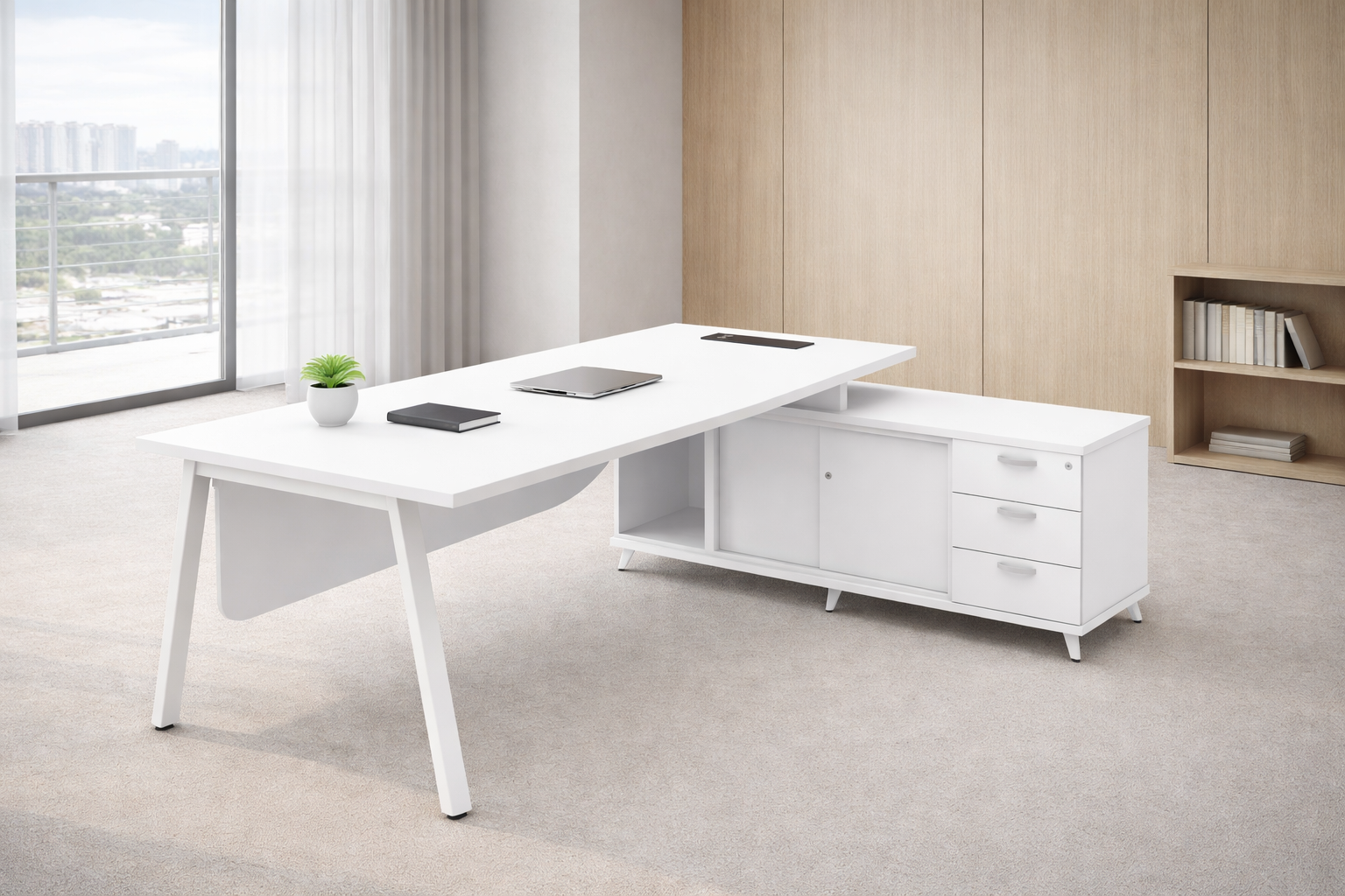 Director Table Set with 3 Drawer (AS)