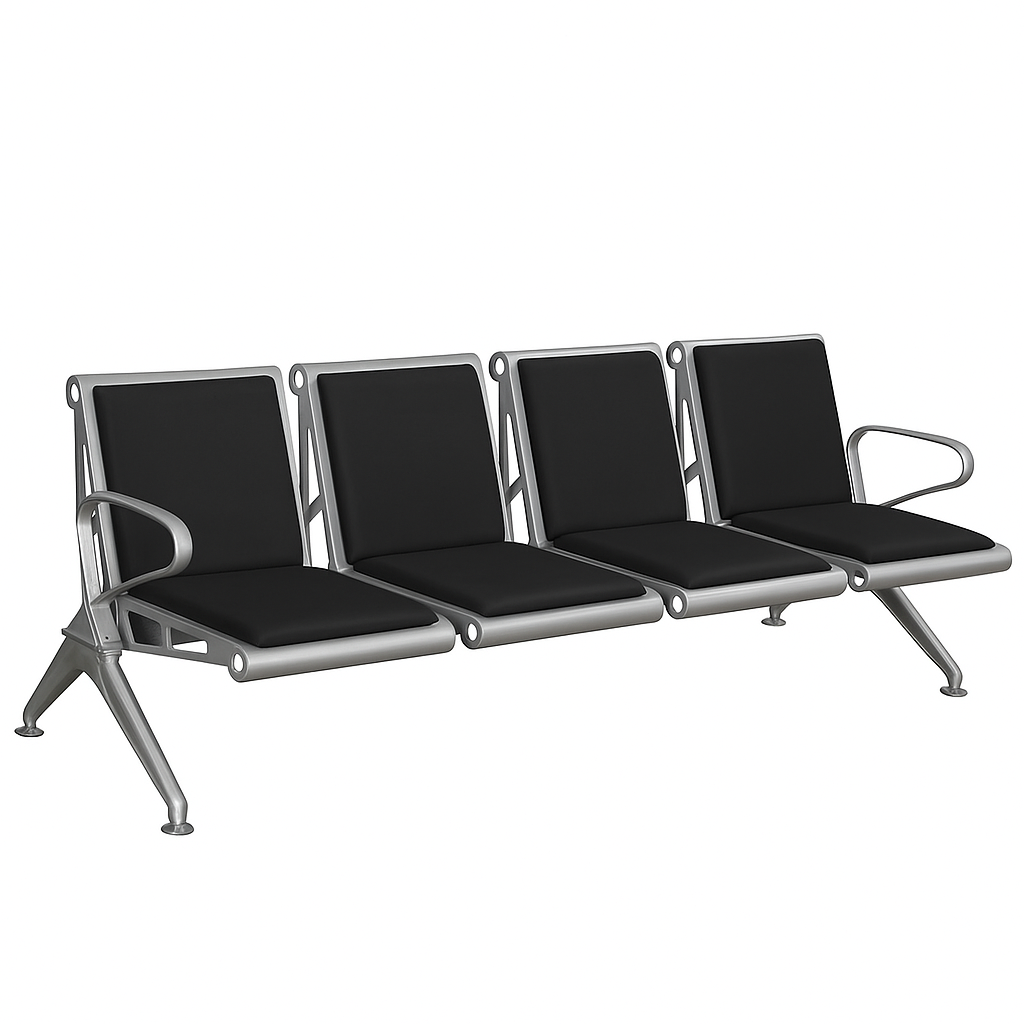 FIN - 1 to 5 Seater Link Metal Waiting Chair with PU Leather/Fabric Wrapped Seat