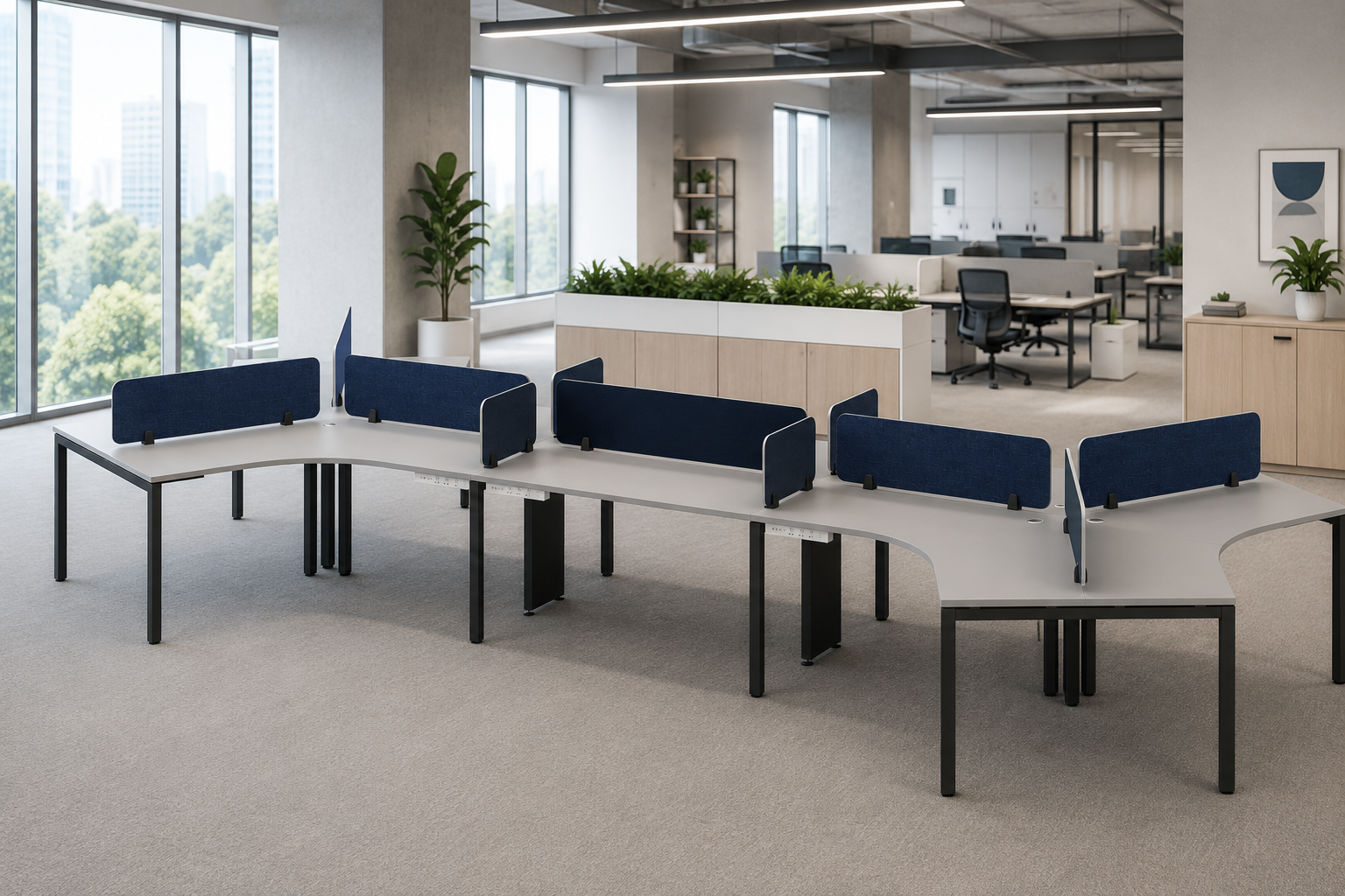 8 Seater Workstation with Fabric Partition (Kindly contact us to order)