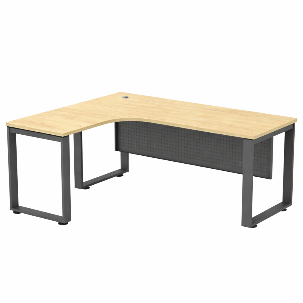 L-Shape Office Desk with Metal Modesty Panel - SQ