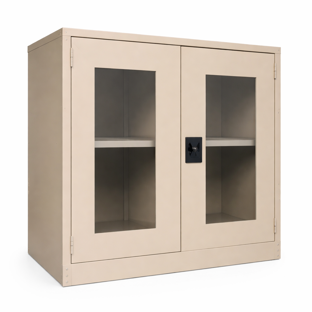 Half Height Cabinet Cupboard with Glass Swinging Door 