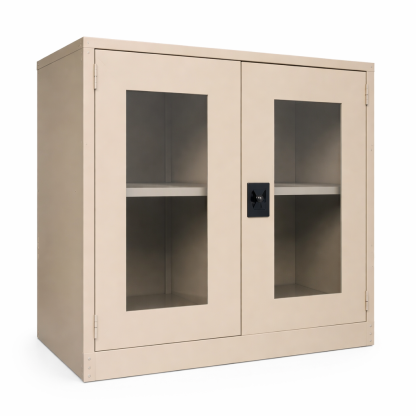 Half Height Cabinet Cupboard with Glass Swinging Door 