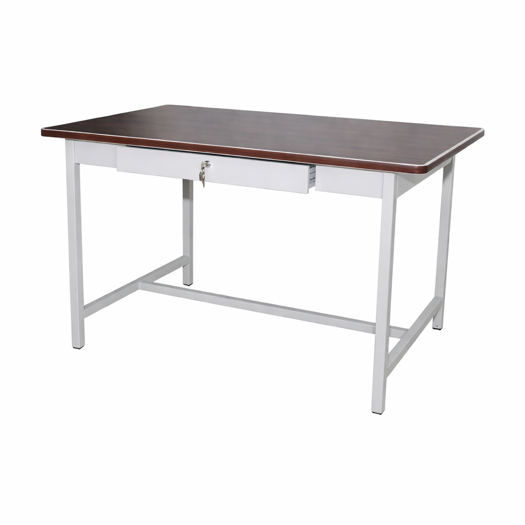 4ft General Purpose Table with Centre Drawer (Black Linoleum Top)