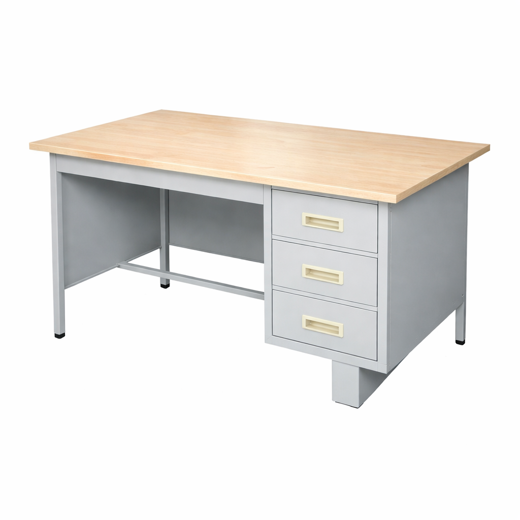 4ft Single Steel Pedestal Desk (Melamine Chipboard Top)