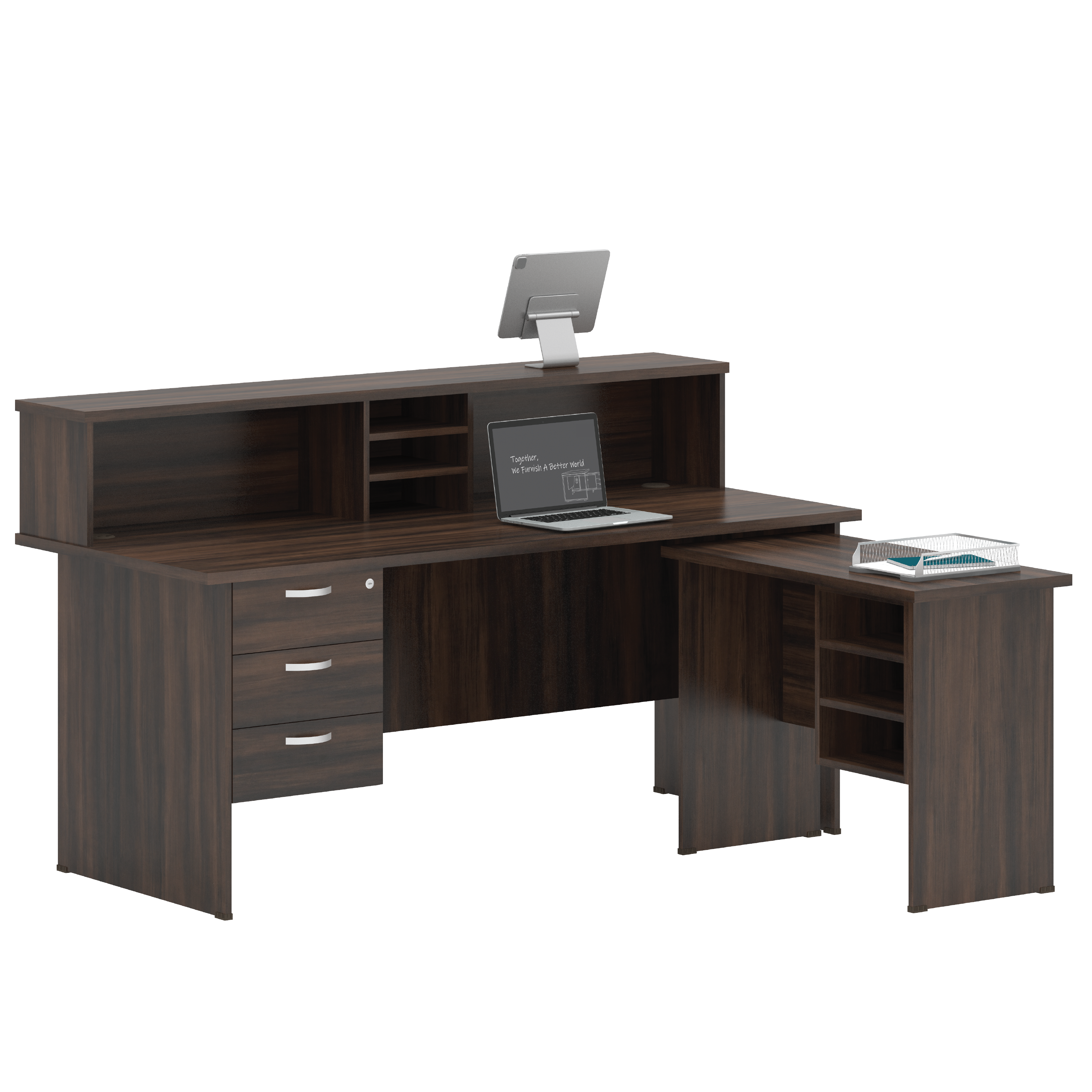 Reception Table with side table + Fixed Pedestal  (EX)