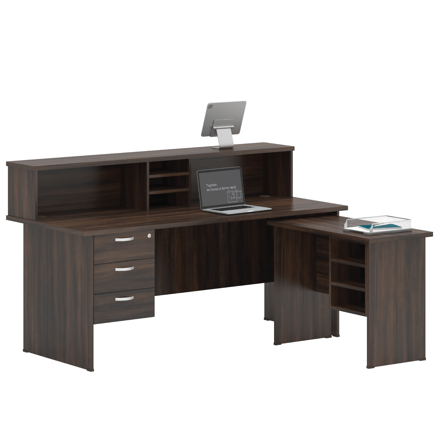 Reception Table with side table + Fixed Pedestal  (EX)