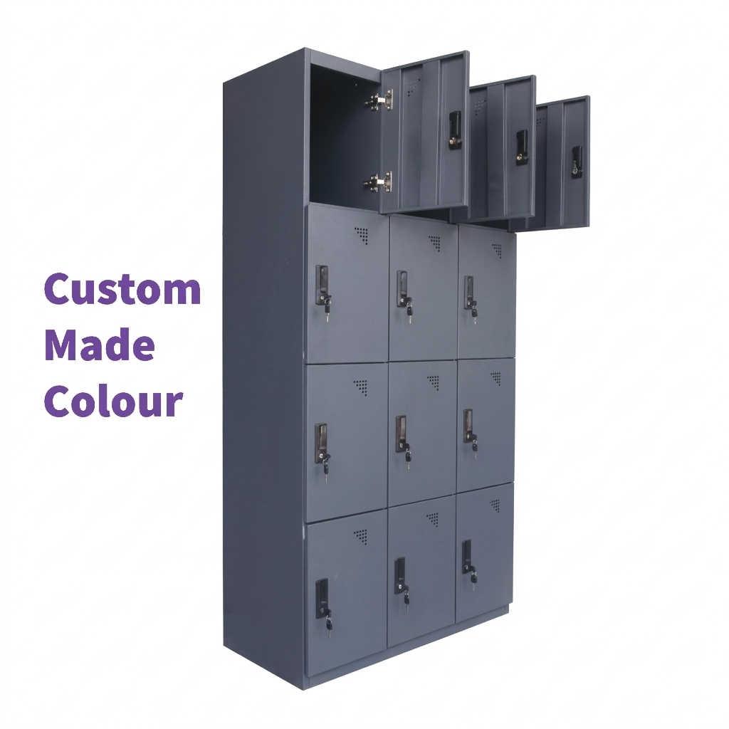 12 Compartment Steel Locker Cabinet Soft Close with Handle Cam Lock (Custom Colour)