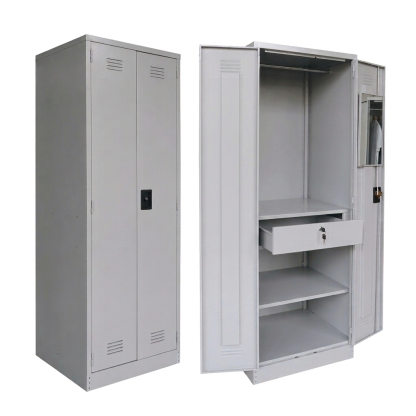 Full Height Steel Wardrobe Cabinet with Mirror