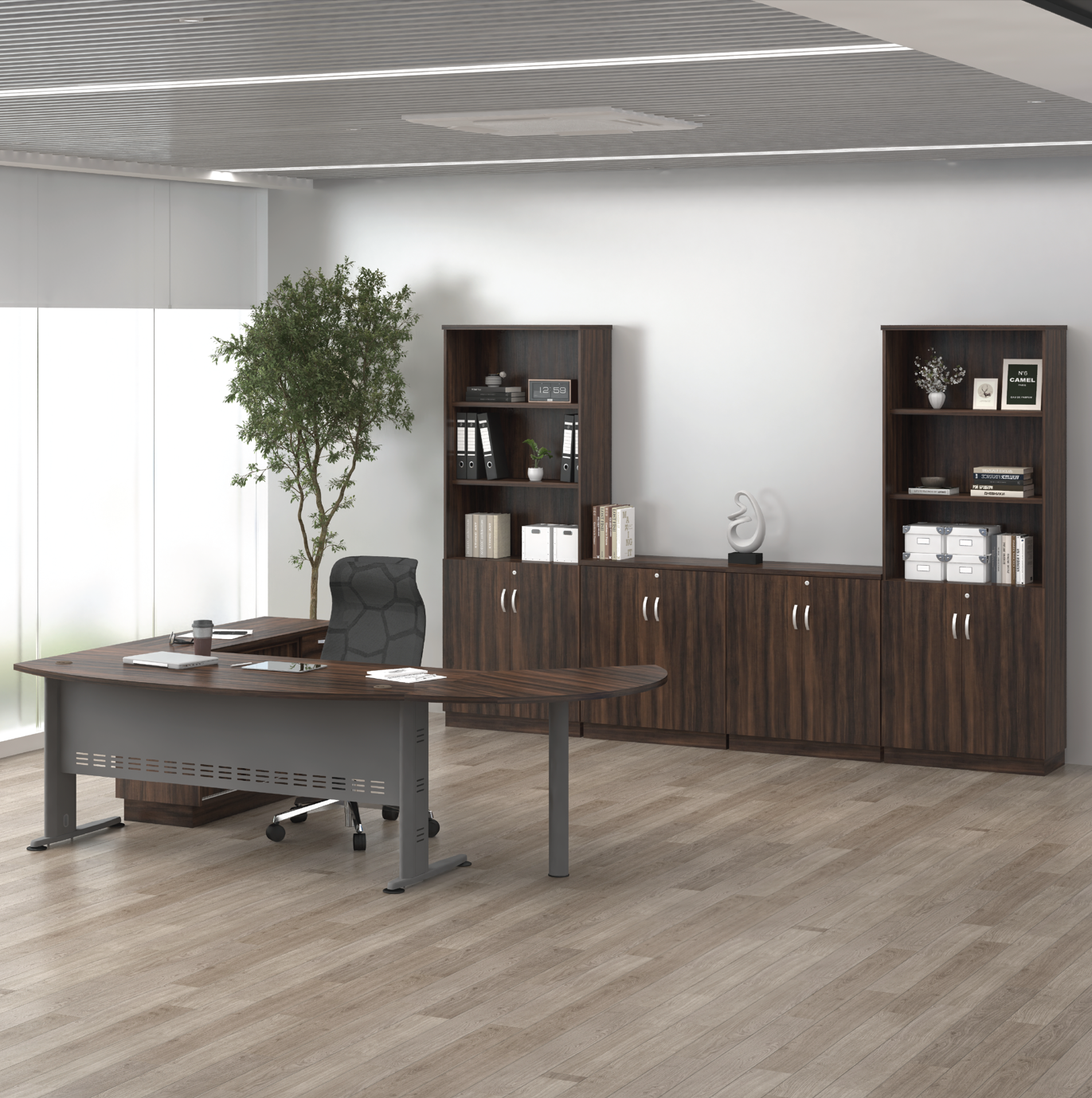 Executive Office Table Set with Combination of Cabinets (Q)