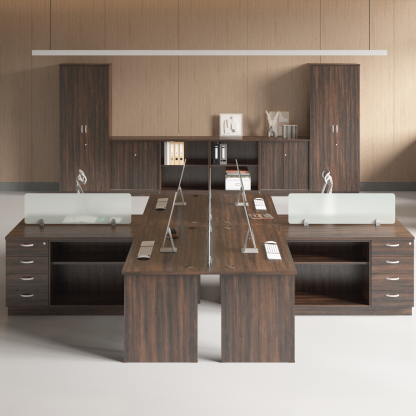 4 Seater Workstation with Fixed 4 Drawer Pedestals