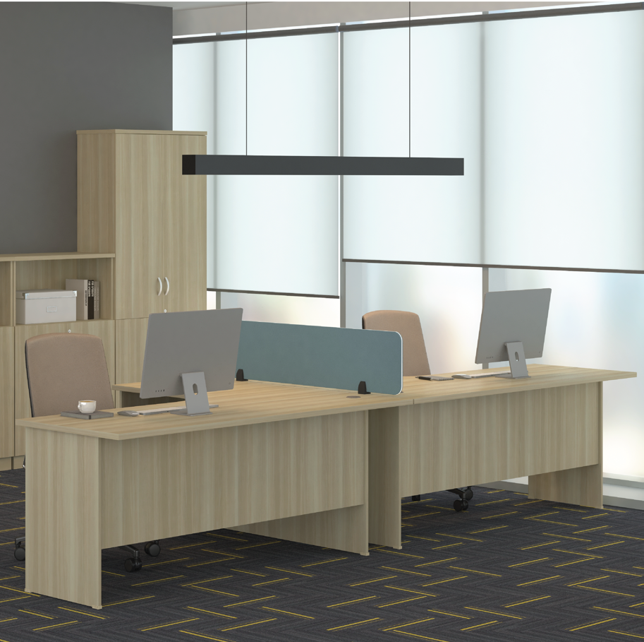 2 Seater L-Shape Table Workstation with Side Cabinets (EX)