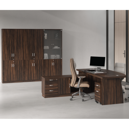 Director Boss Table Set with Side Cabinets + High Cabinets (EX)