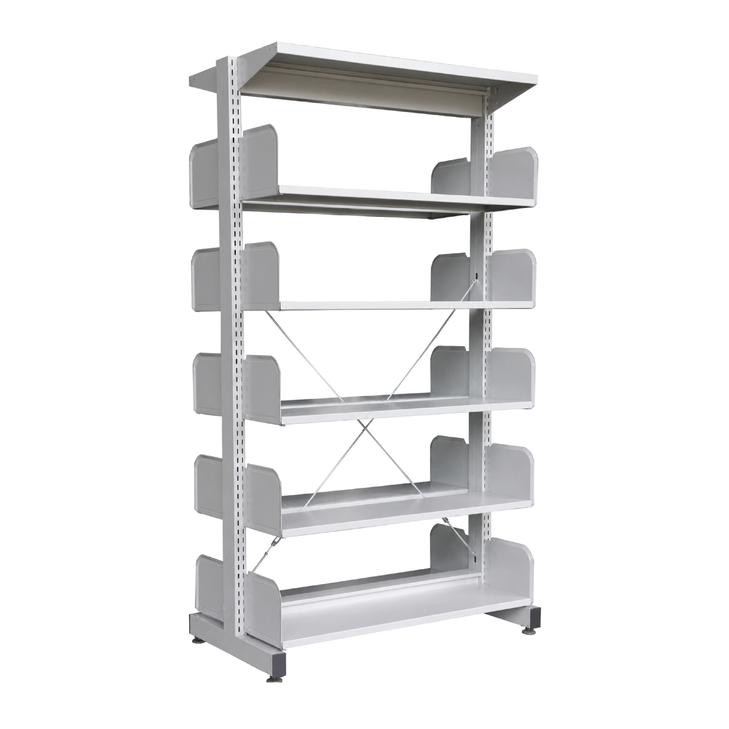 5 Level Double Sided Steel Library Book Rack Without Side Panel