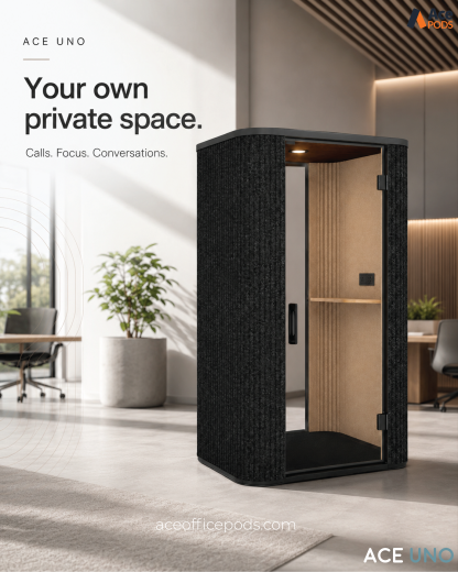 Ace Uno - Modern & Spacious 1 Seater Acoustic Phone Pod Booth