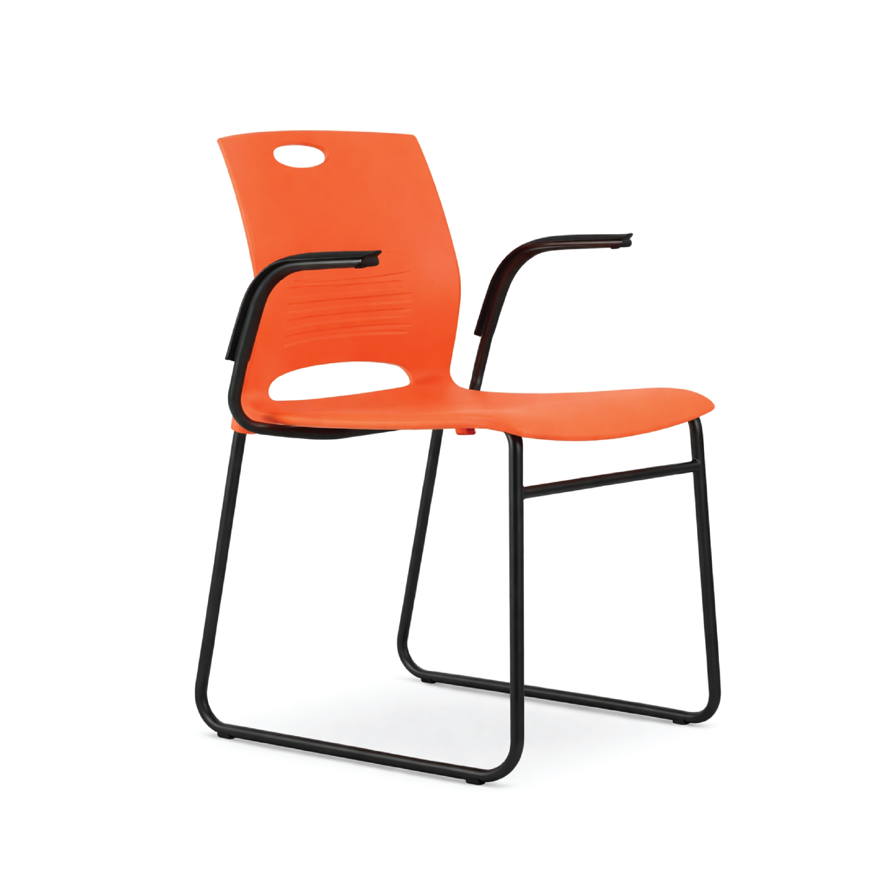 PIX4 Office Training/Pantry Chair with Armrest (Epoxy Black Metal Leg)