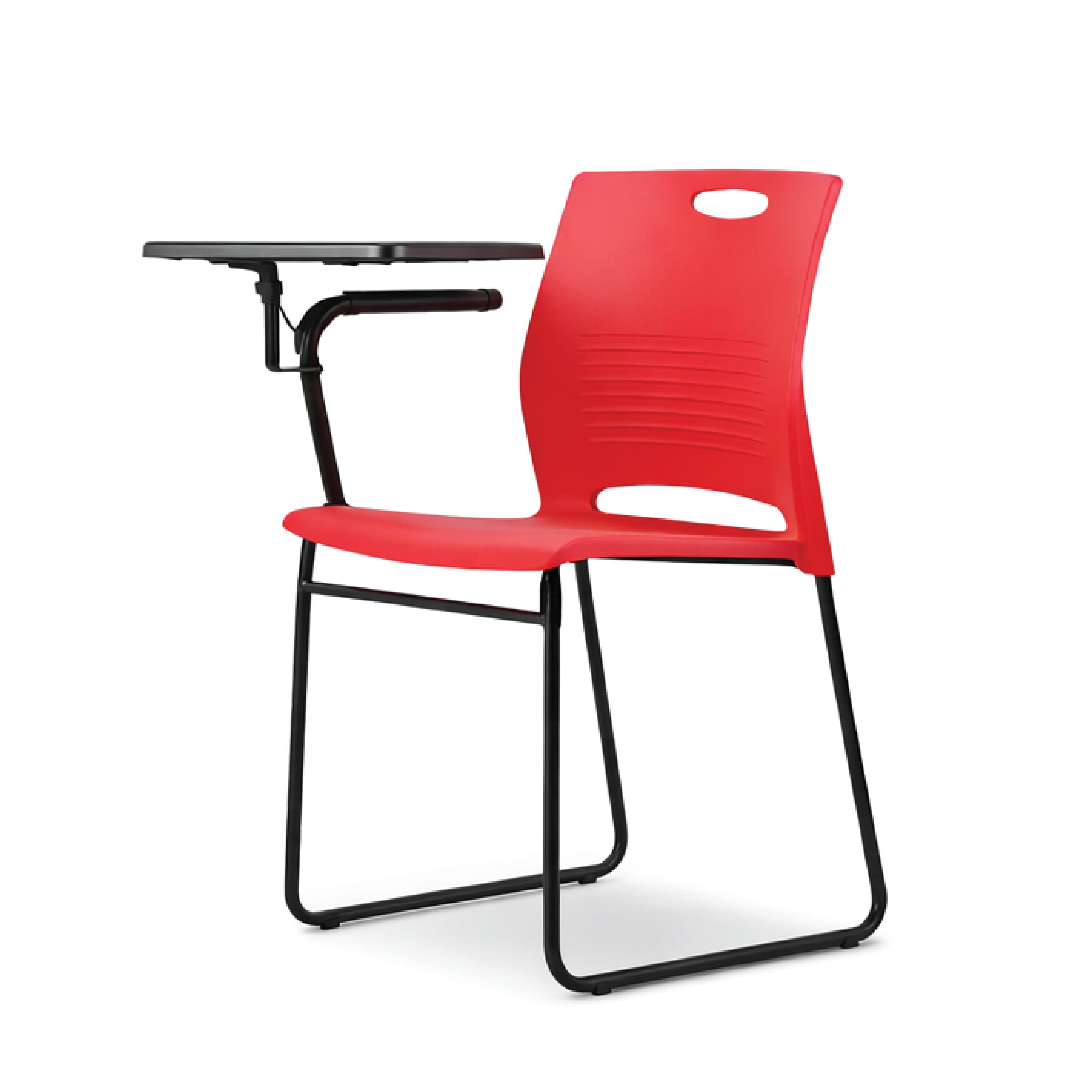 PIX4 Office Training/Pantry Chair with Foldable Writing Tablet (right side only) (Epoxy Black Metal Leg)