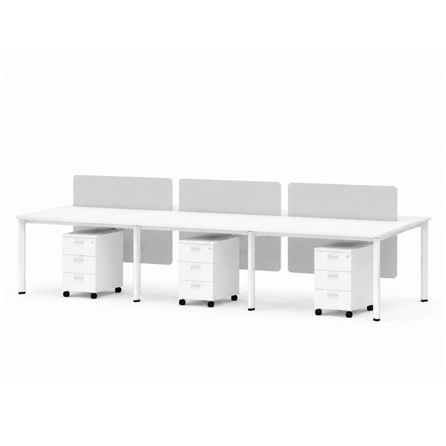 OPUS 6 Seater Workstation with Mobile Pedestals