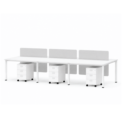 OPUS 6 Seater Workstation with Mobile Pedestals