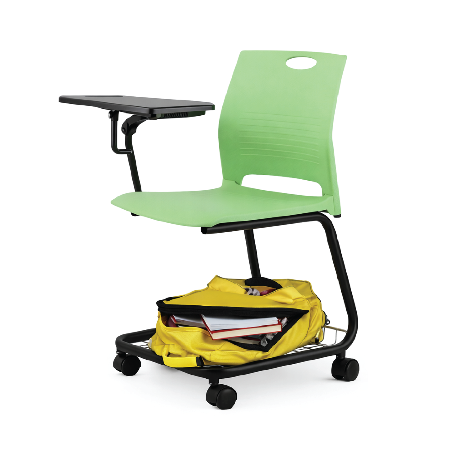 PIX4 Mobile Classroom / Tuition Chair with Bottom Tray + Foldable Writing Tablet (right side)