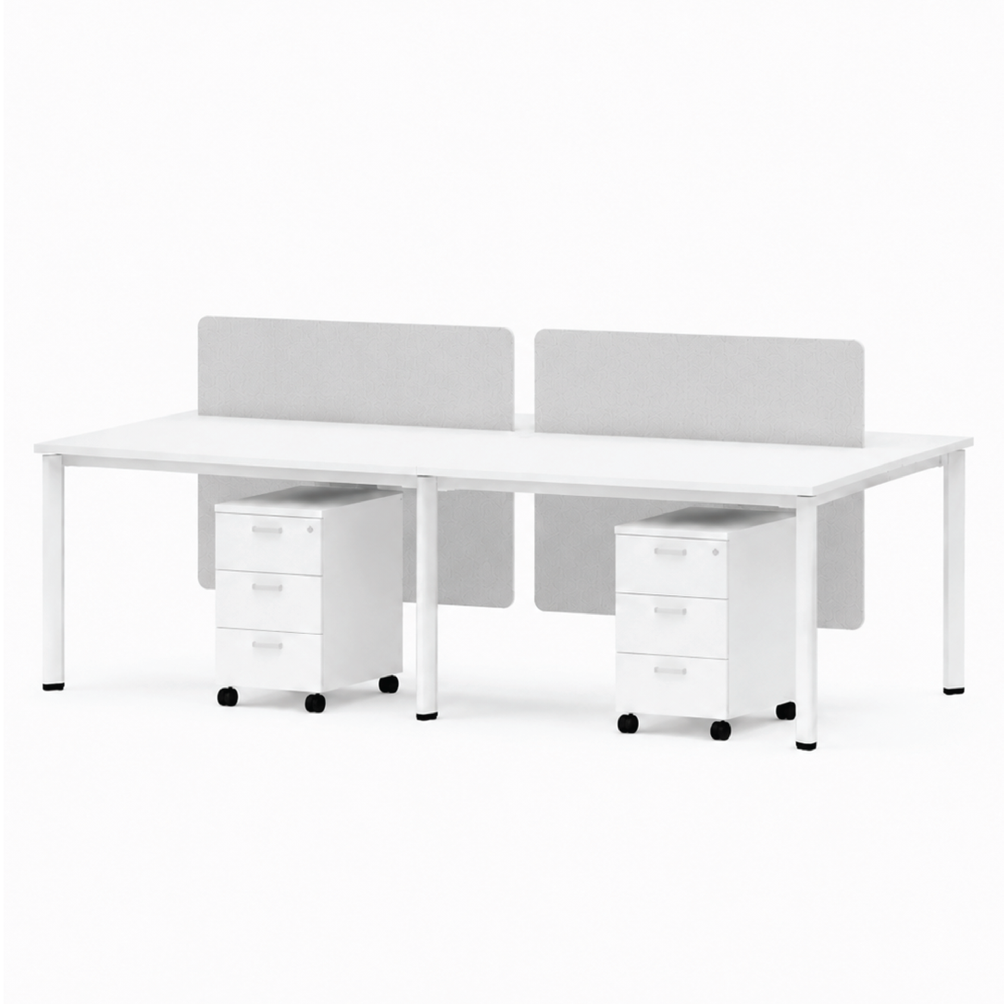 OPUS 4 Seater Workstation with Mobile Pedestals