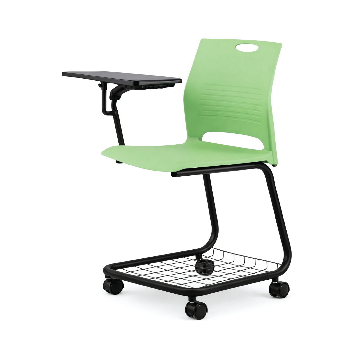 PIX4 Mobile Classroom / Tuition Chair with Bottom Tray + Foldable Writing Tablet (right side)