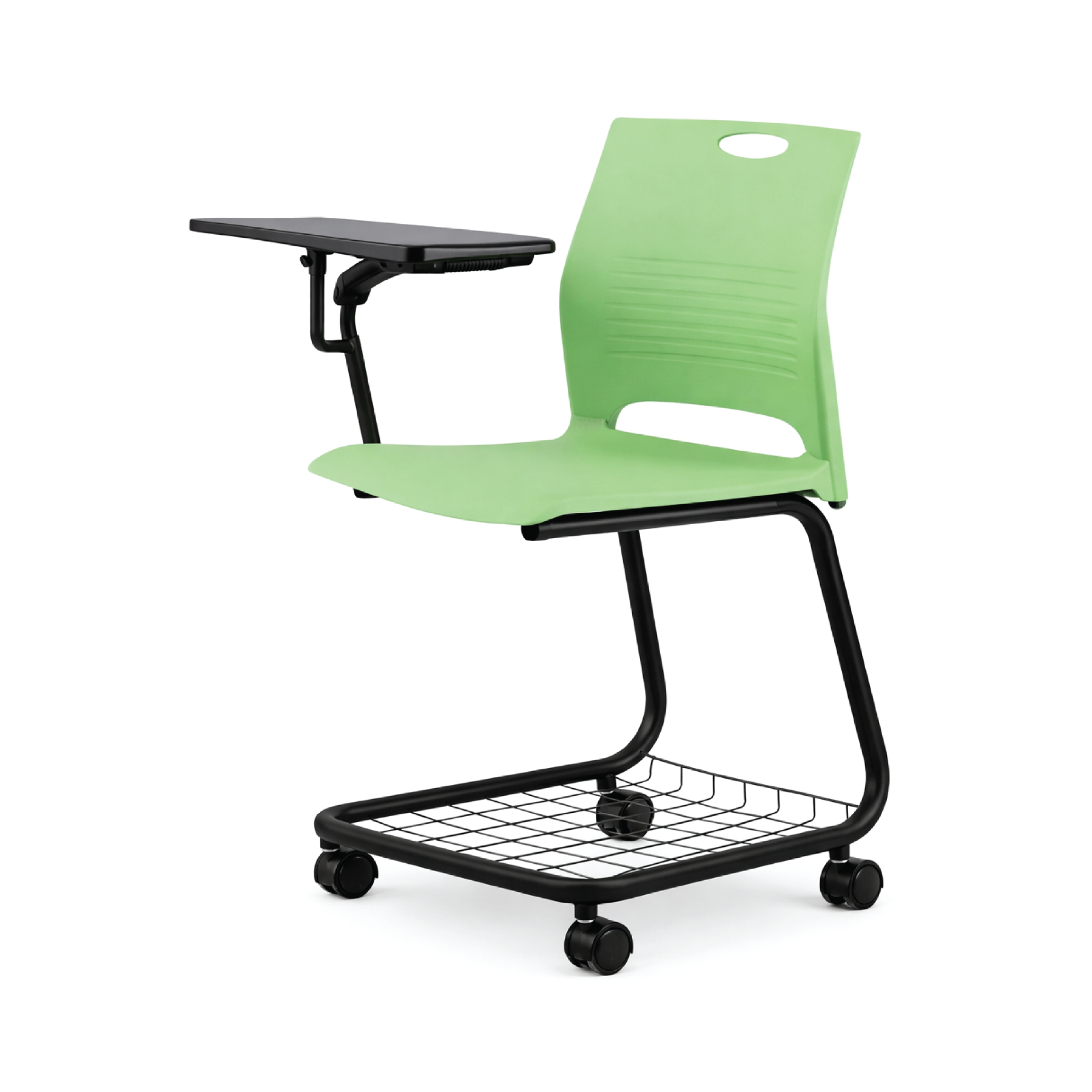 PIX4 Mobile Classroom / Tuition Chair with Bottom Tray + Foldable Writing Tablet (right side)