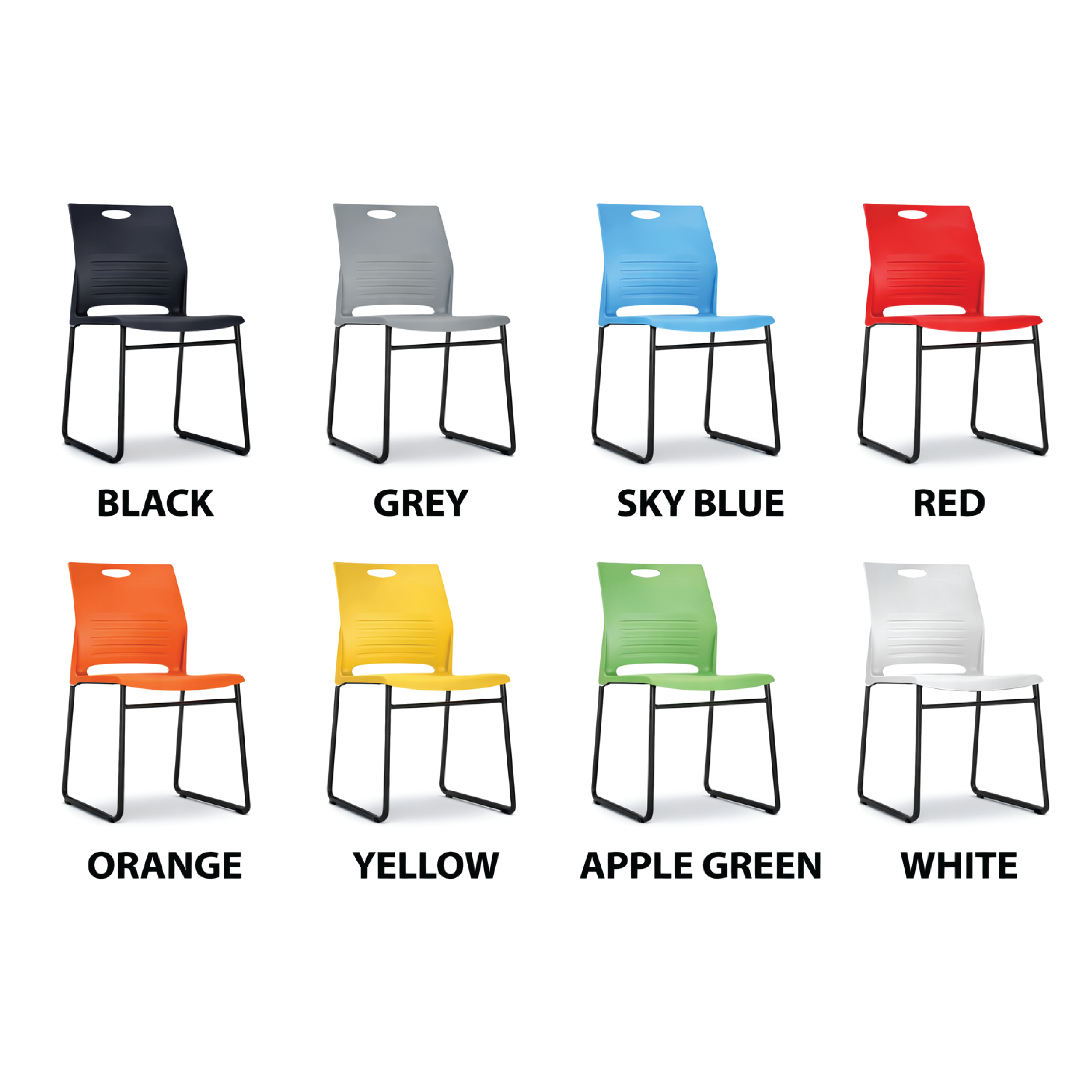 PIX4 Office Training/Pantry Chair with Foldable Writing Tablet (right side only) (Epoxy Black Metal Leg)