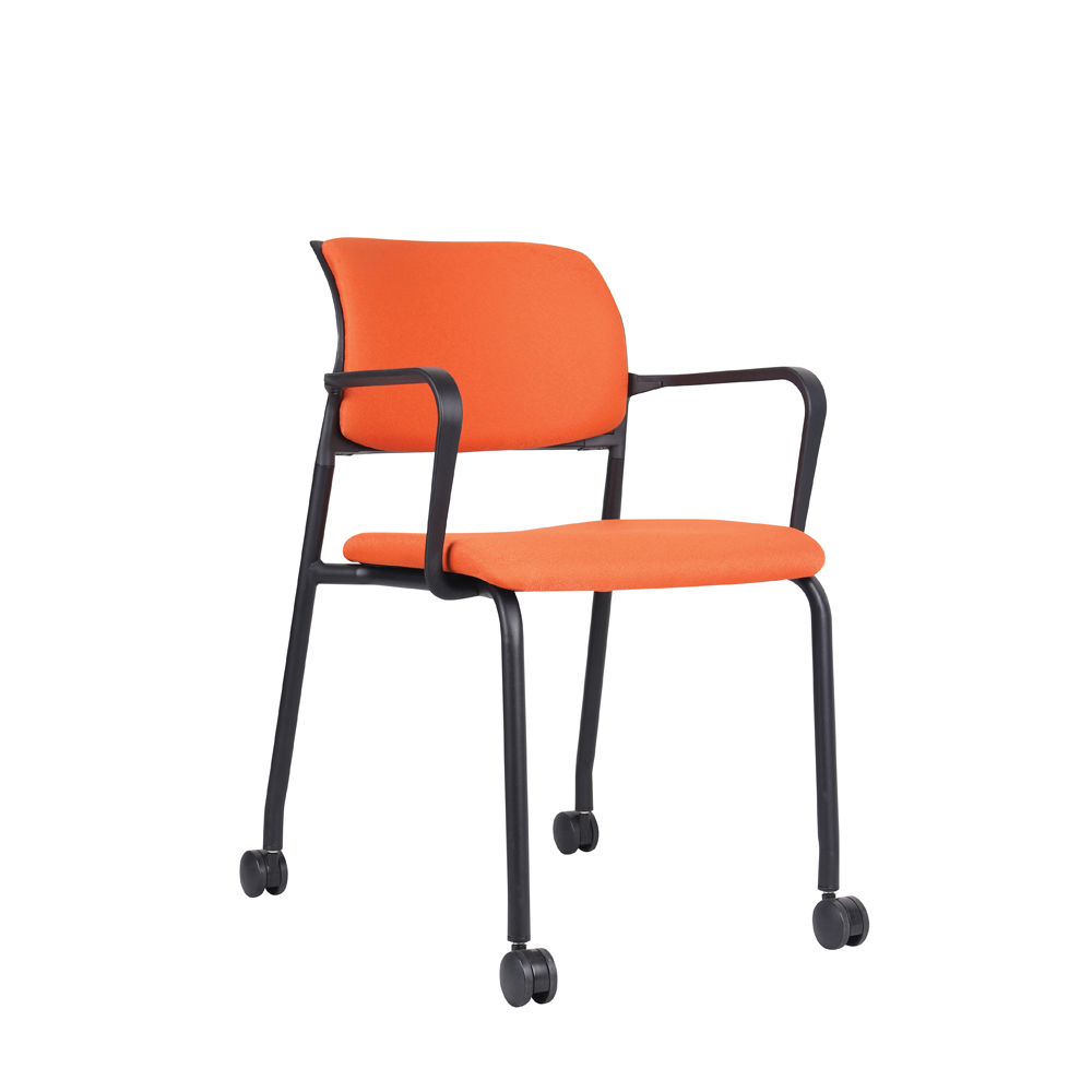XER Training Room Chair (with Fabric Back Pad + Wheels + Armrest)