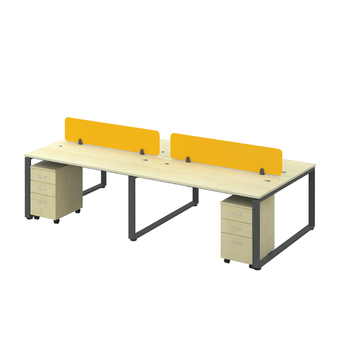 4-Seater Office Workstation with Fabric Partition (O Leg)