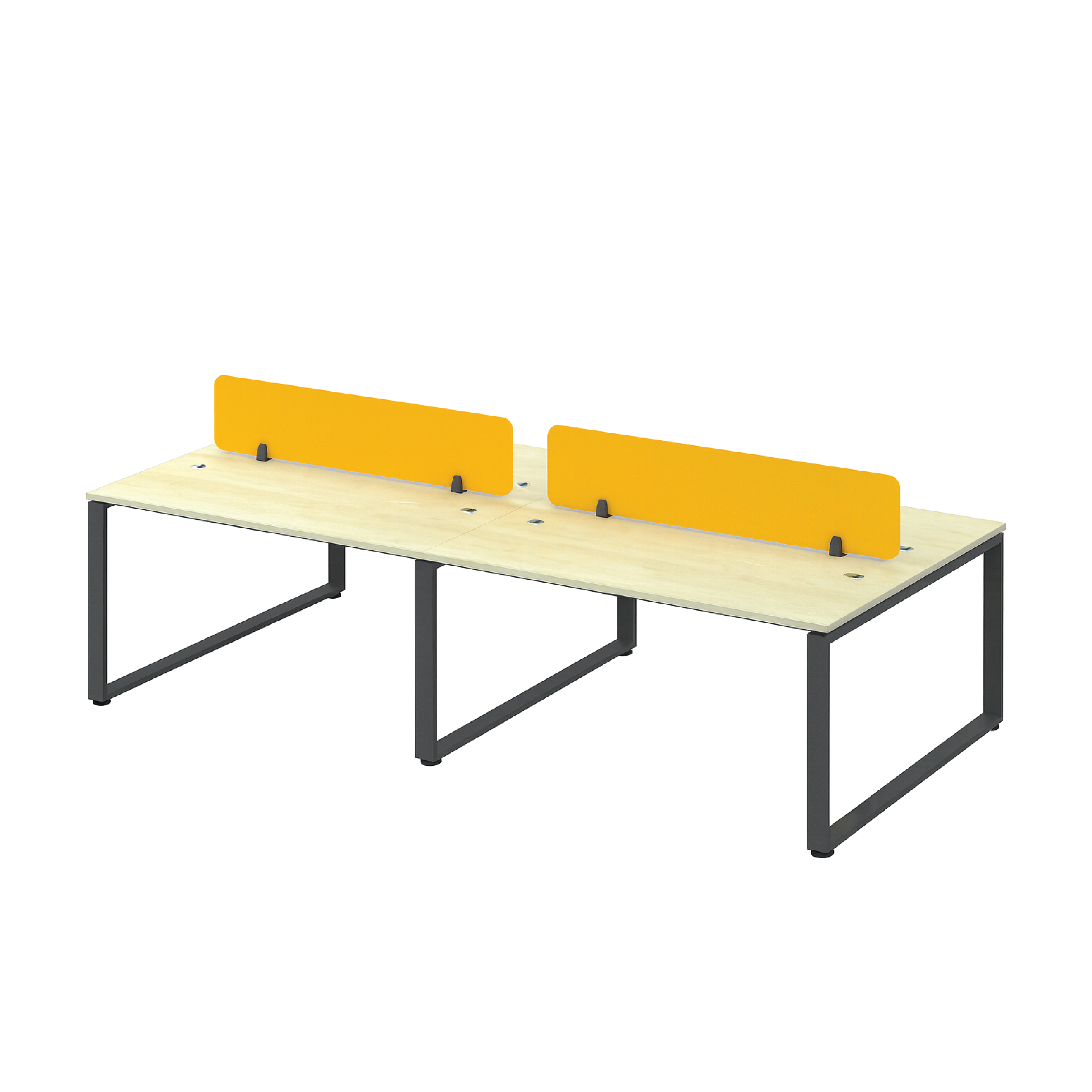 4-Seater Office Workstation with Fabric Partition (O Leg)