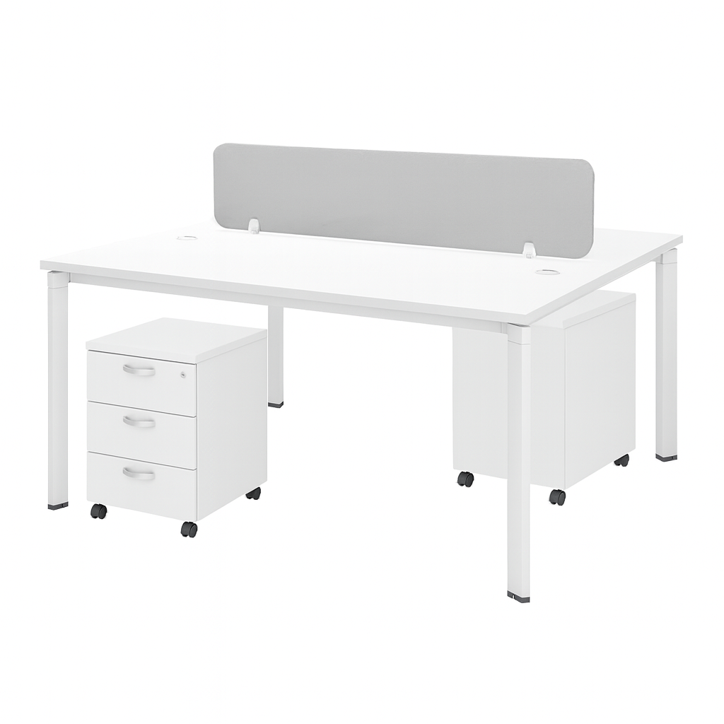 2 Seater Workstation with Fabric Partition (U LEG)
